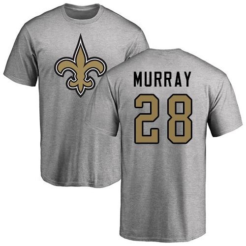 Men New Orleans Saints Ash Latavius Murray Name and Number Logo NFL Football #28 T Shirt